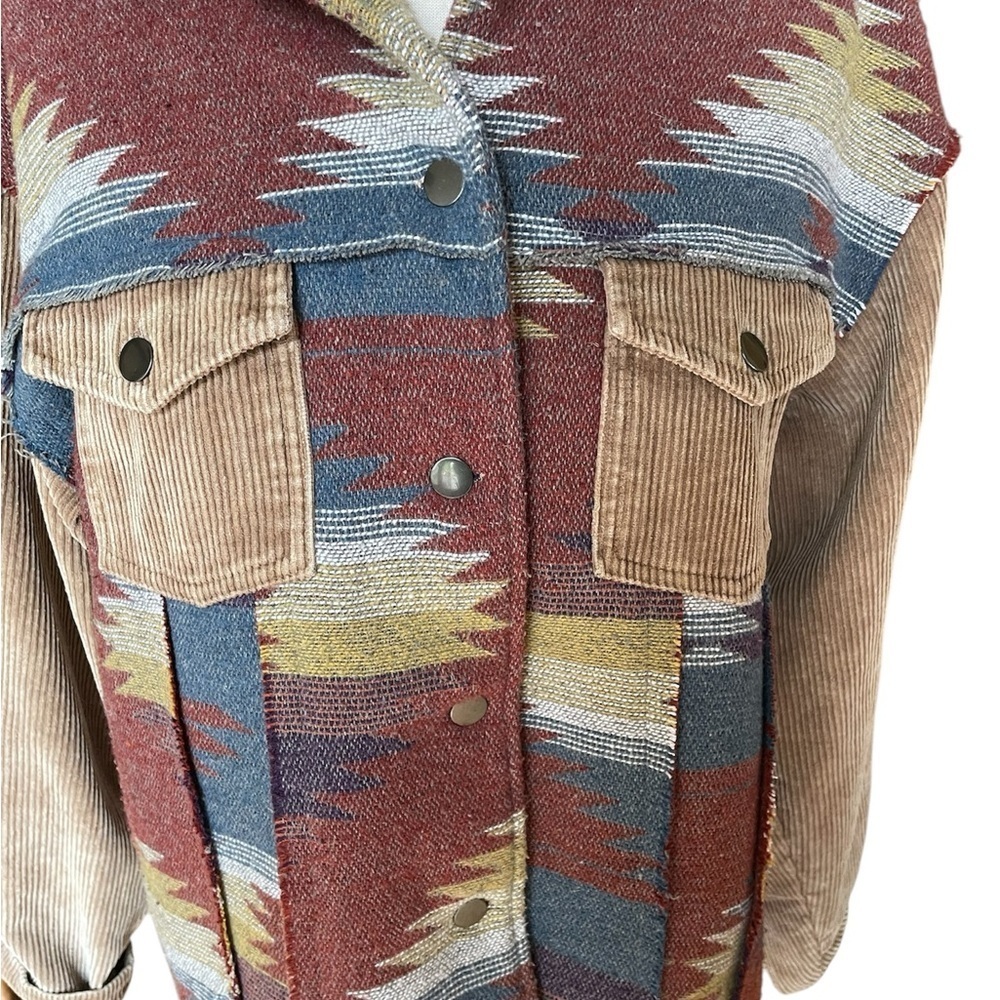 Pol Jacket Shacket Southwestern Pattern Corduroy … - image 2